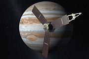 Raumsonde Juno umrundet Jupiter (künstlerische Darstellung)
