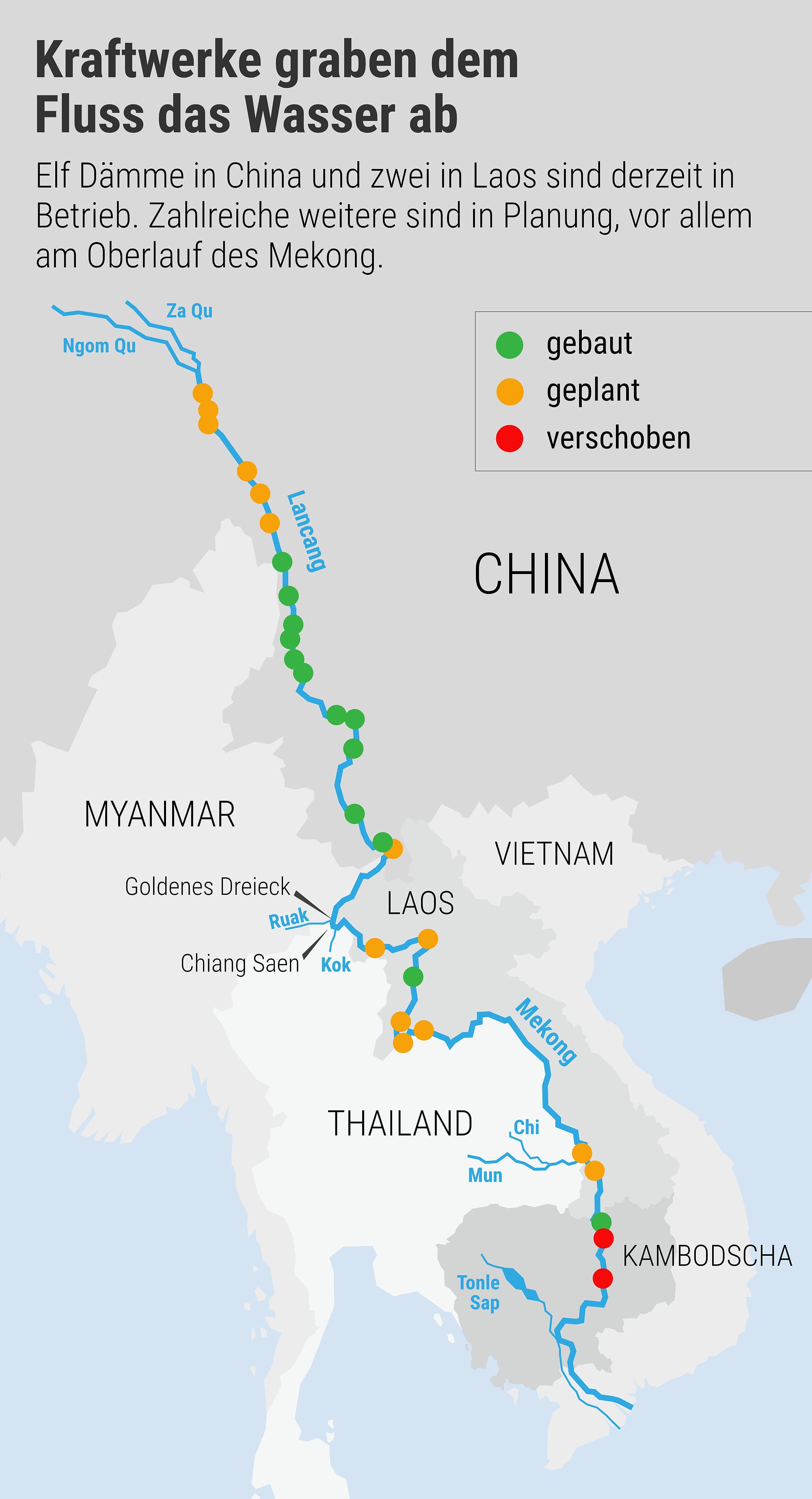 Der Mekong Leidet Durch Chinesische Wasserkraftwerke Spektrum Der Wissenschaft