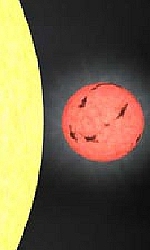 Vergleich der Sonne mit einem M-Zwergstern
